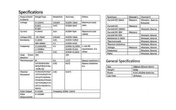 고 정밀 0-100mV 0-24mA 754 저항 휴대용 다기능 프로세스 캘리브레이터