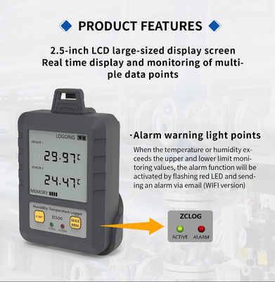 샘플링 간격 0.1분~24시간 제약 산업 WIFI LCD 디스플레이 온도 및 습도 데이터 로거